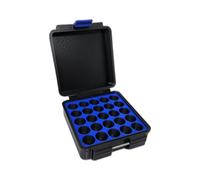 3D Printed - 3ml Vial Storage Case - Freezer Safe Hard Shell Peptide Case for Home, Fridge, Travel (Black/Blue, 25 3ml Vials)