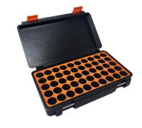 3D Printed - 3ml Vial Storage Case - Freezer Safe Hard Shell Peptide Case for Home, Fridge, Travel (Black/Orange, 50 3ml Vials)
