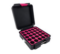 3D Printed - 3ml Vial Storage Case - Freezer Safe Hard Shell Peptide Case for Home, Fridge, Travel (Black/Pink, 25 3ml Vials)
