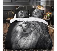 3D Printed 3PCs Bedding Set Bed Decor Design Extra Lion Portrait Duvet Cover Hypoallergenic Wrinkle-Resistant for Kids,Teens,Women Wild Animal Comforter Cover Single（140x200cm）