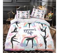 3D Printed 3PCs Bedding Set Bedroom Decor Hidden Zipper Super Gymnastics Silhouettes Duvet Cover Breathable Machine Washable for Girls,Boys,Youth watercolor Comforter Cover Super king（260x220cm）