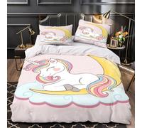 3D Printed 3PCs Bedding Set Bedroom Decor Zipper Closure Unicorn Sleeping Comforter Cover Machine Washable Hotel Quality for Youth,Teens,Boys Coon Magical Quilt Cover Super king（260x220cm）