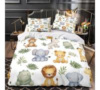 3D Printed 3PCs Bedding Set Home Decor Extra Baby Animals Duvet Cover Hypoallergenic Machine Washable for Children,Youth,Women Watercolor Jungle Theme Comforter Cover Super king（260x220cm）
