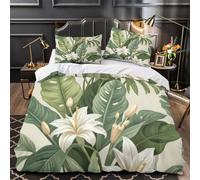 3D Printed 3PCs Bedding Set Home Decor Hidden Zipper Super Soft Tropical Flowers Quilt Cover Easy Care Machine Washable for Teenagers,Boys,Women botanical Garden Duvet Cover Single（140x200cm）