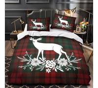 3D Printed 3PCs Bedding Set Home Decor Zipper Super Soft Christmas Deer Duvet Cover Hypoallergenic Wrinkle-Resistant for Children,Teenagers,Boys vector Festive Comforter Cover King（220x240cm）