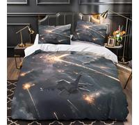 3D Printed 3PCs Bedding Set Room Decor Zipper Super Soft Fighter Jets Battle Quilt Cover Durable Hotel Quality for Girls,Youth,Teenagers scifi Aerial Warfare Duvet Cover Super king（260x220cm）