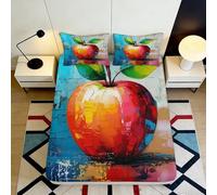 3D Printed Abstract Apple Fitted Sheet Microfiber Deep Pocket Non-Slip Full Wrap Bedding Apple Pattern Mattress Fitted Cover for Adults Home 120x200x25cm