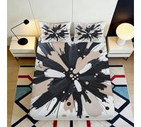 3D Printed Abstract Black Splash Fitted Sheet Microfiber Soft Modern Beige Art Mattress Cover for Bedroom Decor 90x200x25cm