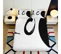 3D Printed Abstract Black White Fitted Sheet Microfiber Soft Anti-Slip Artistic Penguin Pattern Bed Cover for Bedroom Home Decor 90x200x25cm