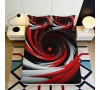 3D Printed Abstract Swirl Fitted Sheet Soft Microfiber Deep Pocket Non-Slip Bedding Red Spiral Mattress Fitted Cover Machine Washable 120x200x25cm