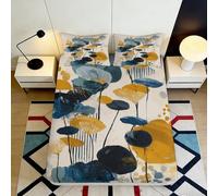 3D Printed Abstract Watercolor Fitted Sheet Soft Microfiber Deep Pocket Bedroom Bedding Set Blue Yellow Mattress Fitted Cover Elastic Edge Washable 140x200x25cm