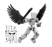 3D Printed Action Figures - Educational Building Block Robot Toy | Assembly Completed Action Figures with Movable Joints | Kids Building Games for Home School Classroom Travel (White)