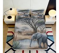3D Printed African Animal Fitted Sheet Microfiber Deep Pocket Non-Slip Bedroom Bedding African Safari Mattress Fitted Cover 90x200x25cm