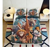 3D Printed African Animals Fitted Sheet Microfiber Deep Pocket Bedroom Bedding Set Safari Decor Mattress Fitted Cover Washable Non-Slip 120x200x25cm