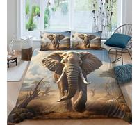 3D Printed African elephant Comforter Cover Polyester Safari wildlife art Duvet Cover Fade Resistant Stain Resistant Breathable Lightweight for All Season Bedroom Use Single（135x200cm）