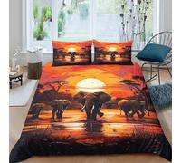 3D Printed African_safari Comforter Cover Microfiber Wildlife_art_style Duvet Cover Shrink Resistant No Iron Soft Comfortable Quick Drying for Guest Room Family Use Super king（260x220cm）