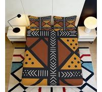 3D Printed African Tribal Geometric Fitted Sheet Microfiber Soft Breathable Boho Ethnic Mattress Cover for Bedroom Dorm Decor 90x200x25cm
