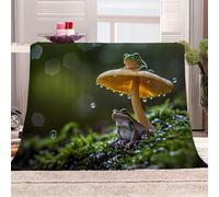 3D Printed After The Rain, The Forest Is Inhabited By Frogs Flannel Fleece Blanket （270GSM） Animal Super Cozy 220x240 cm Queen Size Fade Resistant Home Decor Gift - Machine Washable