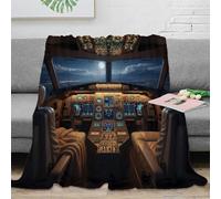 3D Printed Airplane cockpit view Bedding Throw Microfiber Ultra Soft Warm Bedding Night flight scene Bedding Blanket Compact Portable for Students Gamers Movie Nights Teens 40x50inch(100x130cm)