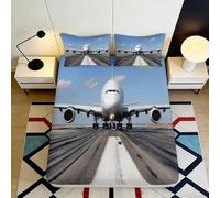 3D Printed Airplane Fitted Sheet, Microfiber Bed Cover, Non-slip, Home