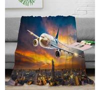 3D Printed Airplane flight Living Room Throw Microfiber Warm Cosy Bedding Soft Modern travel scene Couch Blanket Anti Static Fade Resistant for Adults Couples Households 70×80inch(180x200cm)