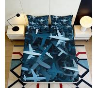 3D Printed Airplane Pattern Fitted Sheet, Microfiber, Bed Cover, Non-slip