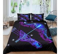 3D Printed All Season Microfiber Bow and arrow Bed Quilt Cover Easy Care Bedding Set with Pillow Shams Neon fantasy art Duvet Cover Sets Breathable Machine Washable for Teens Adults Double（200x200cm）