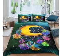 3D Printed All Season Microfiber MoonDreamcatcher Bed Quilt Cover Easy Care Bedding Set with Pillow Shams FantasyArtStyle Duvet Cover Sets Breathable Machine Washable for Teens Adults King（220x240cm）