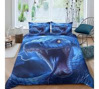 3D Printed All Season Microfibre Blue serpent Bed Quilt Cover Breathable Bedding Sets with Pillowcases mythical fantasy art Quilt Cover Easy Care Machine Washable for Bedroom Decor King（220x240cm）