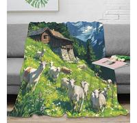 3D Printed Alpine goats All Season Blanket Microfiber Soft Warm Bedding Breathable Pastoral mountain scene Sofa Throw All Season for Young Adults Renters Apartment Dwellers 60x80inch(150x200cm)