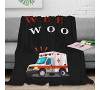 3D Printed Ambulance cartoon Home Blanket Microfiber Warm Soft Bedding Cosy Medical emergency Bedding Blanket Compact Portable for Campers Travellers Students Young Adults 40x50inch(100x130cm)