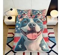 3D Printed American Dog Fitted Sheet, Microfiber Bed Cover, Non-slip Home
