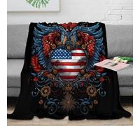 3D Printed American flag heart All Season Blanket Soft Warm Bedding Breathable vintage tattoo design Bed Blanket Wrinkle Resistant for Young Adults Renters Apartment Dwellers 80×90inch(200x230cm)