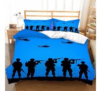 3D Printed American Soldier Double Duvet Cover War Duvet Sets Soft Breathable Microfibre 3Pcs Bedding 200x200 with Hidden Zipper Closure and 2 Pillowcases 50x75 3105-D