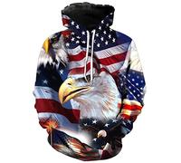 3D Printed American USA Flag Eagle Hoodie Pullover Sweatshirts Hoodies XXL