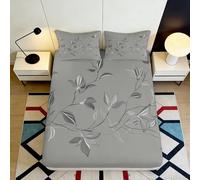 3D Printed Amore Letter Fitted Sheet Microfiber Soft Easy Care Love Graffiti Bed Cover for Bedroom Guest Room Home Decor 90x200x25cm