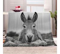 3D Printed Animal Donkey Flannel Fleece Blanket （270GSM） Cute Animals Super Cozy 150x200 cm Double Size Fade Resistant Home Decor Gift - Machine Washable