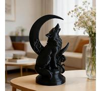 3D Printed Animal Figurine Howling Wolf Sculpture Wolf On Moon Statue | Moon Howling Wolf Figurine,Resin Aniaml Sculpture,Vintage Halloween Decor for Desktop Display Ornament & Aniaml Lover Gift