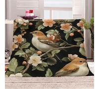 3D Printed Animal Flower Branch-1 Flannel Fleece Blanket （270GSM） Natural Beauty Super Cozy 130x150 cm single Size Fade Resistant Home Decor Gift - Machine Washable
