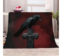 3D Printed Animal Habitat Blood Cross Flannel Fleece Blanket （270GSM） Dark Gothic Style Super Cozy 220x240 cm Queen Size Fade Resistant Home Decor Gift - Machine Washable