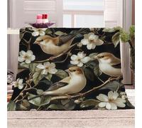 3D Printed Animal Habitat Flower Branch-2 Flannel Fleece Blanket （270GSM） Natural Harmony Super Cozy 130x150 cm single Size Fade Resistant Home Decor Gift - Machine Washable