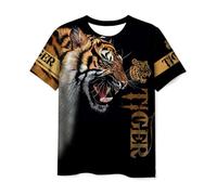 3D Printed Animal Tiger Short Sleeve T-Shirt Men Short Sleeve T-Shirt Crew Neck Short Sleeve T-Shirt, 1, M