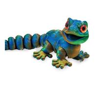 3d Printed Animals, 13.8cm Gecko 3d Printed Toys, Articulated Wall Climbing Gecko Toy, Stress Relief Chameleon Fidget Toy Adult Kid, 3d Animals for Home and Office Decoration (Yellow-Blue-Green)