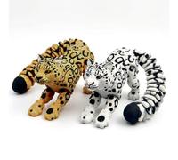 3D Printed Animals, 2 Pcs Articulated Leopard and Snow Leopard 3D Printed Figures, Flexible 3D Printed Fidget Desk and Room Decor, Detailed Textured Animal Statues for Collectors and Adults