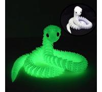 3D Printed Animals, 30cm 3D Printed Luminous Snake,Fidget Toy with Articulated Mobility, Flexible Realistic Glow in The Dark Desktop Decoration for Home Office, Gift for Boys and Girls (green)