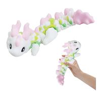 3D Printed Animals, 3D Animals, 3D Printed Dragon - Unique White and Pink Alternating Axolotl Collectible for Desk Decor & Gifts Cute 3D Printed Axolotl Model for Display