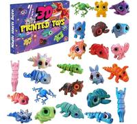 3D Printed Animals Advent Calendar, 24 Day Christmas Countdown Box with Articulated Mini Figurines, Flexible Animal Toys Gift Set for Kids, Fun Holiday Surprise Playset