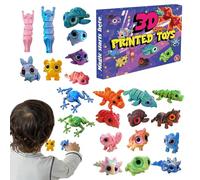 3D Printed Animals Advent Calendars - 24 Day Christmas Countdown Calendar | Toy Gift Flexible Countdown Calendar Dragon, Rabbit, Turtle, Frog For