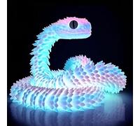 3D Printed Animals, Articular Mobility 3D Printed Snake,11.81Inches 3D Snake,Mini Animals Toy Articular Mobility Toys Flexible Snakes Statue for Home Decoration,Gifts (Rainbow-glow in the dark)