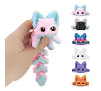 3D Printed Animals Articulated Flexible Fidget Toy,8 Inches 3D Printed Fox, Perfect Desk Pet for Animal Collectors, Easter Basket Essentials (Pink)
